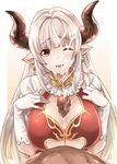  1girl ;o after_paizuri alicia_(granblue_fantasy) bangs blunt_bangs blush breasts censored cleavage cleavage_cutout clothed_female_nude_male cross cross_earrings cum cum_on_body cum_on_breasts cum_on_hair cum_on_upper_body curvy dark_skin dark_skinned_male draph dress earrings elbow_gloves eyebrows eyebrows_visible_through_hair facial gloves gradient gradient_background gradient_hair granblue_fantasy hands_on_own_chest hetero hips horns interracial jewelry lace lace-trimmed_dress lace-trimmed_gloves large_breasts large_penis long_hair looking_at_viewer lying mature mosaic_censoring multicolored_hair mushi024 neck_ring no_bra nude on_back one_eye_closed open_mouth outside_border paizuri paizuri_under_clothes penis pointy_ears pov raised_eyebrows red_dress red_eyes short_sleeves sidelocks silver_hair smile solo_focus straight_hair tears underboob underboob_cutout upper_body very_long_hair white_gloves wince 