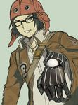  bad_id bad_pixiv_id black_hair coat glasses hat male_focus nanashi_(shin_megami_tensei_iv_final) prosthesis prototype shin_megami_tensei shin_megami_tensei_iv_final simple_background solo tre_(trace7) 