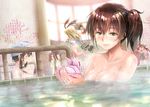  &gt;_&lt; akagi_(kantai_collection) ass barefoot bath bathhouse bathing black_hair black_towel blonde_hair blush breasts brown_hair cleavage closed_eyes dutch_angle hairband kaga_(kantai_collection) kantai_collection kitakami_(kantai_collection) kotatsu_(kotatsu358) lips long_hair medium_breasts multiple_girls onsen ooi_(kantai_collection) partially_submerged pink_towel rensouhou-chan running shimakaze_(kantai_collection) short_hair side_ponytail smile tone_(kantai_collection) towel towel_bunny towel_on_head twintails water white_towel yellow_towel 