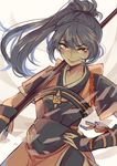  blue_hair fire_emblem fire_emblem_if image_sample japanese_clothes long_hair naginata oboro_(fire_emblem_if) pemu_(greeentii) polearm ponytail red_eyes solo tumblr_sample weapon 