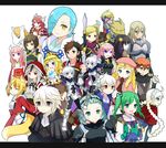  6+girls animal_ears armor back black_hair blonde_hair blue_eyes blue_hair braid brown_hair cape closed_eyes deere_(fire_emblem_if) dragon eponine_(fire_emblem_if) everyone fire_emblem fire_emblem_if foleo_(fire_emblem_if) fox_ears fox_tail gloves green_eyes green_hair grey_hair gurei_(fire_emblem_if) hair_bun hair_over_one_eye hairband highres hisame_(fire_emblem_if) hood hoodie ignis_(fire_emblem_if) kanna_(female)_(fire_emblem_if) kanna_(fire_emblem_if) kanna_(male)_(fire_emblem_if) kinu_(fire_emblem_if) kisaragi_(fire_emblem_if) letterboxed long_hair lutz_(fire_emblem_if) mask matoi_(fire_emblem_if) midoriko_(fire_emblem_if) mitama_(fire_emblem_if) multicolored_hair multiple_boys multiple_girls one_eye_closed open_mouth ophelia_(fire_emblem_if) orange_eyes orange_hair pegasus pink_hair polearm purple_eyes red_eyes red_hair shigure_(fire_emblem_if) shinonome_(fire_emblem_if) shira_yu_ki siegbert_(fire_emblem_if) simple_background soleil_(fire_emblem_if) sophie_(fire_emblem_if) spear star star-shaped_pupils sword syalla_(fire_emblem_if) symbol-shaped_pupils tail twin_braids twintails two-tone_hair velour_(fire_emblem_if) weapon white_background white_hair wolf_ears wolf_tail yellow_eyes 