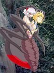  blonde_hair breasts camel_(dansen) clenched_teeth milia milia_wars monster_girl multiple_girls no_pupils one_eye_closed red_eyes silver_hair spider_girl topless torn_clothes vore white_hair 