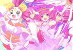  :3 :d antenna_hair bike_shorts boots bow candy_(smile_precure!) choker creature cure_happy earrings hoshizora_miyuki jewelry knee_boots long_hair looking_at_viewer magical_girl open_mouth pink pink_choker pink_eyes pink_hair pink_shorts pink_skirt precure princess_form_(smile_precure!) sabano_niwatori shorts shorts_under_skirt skirt smile smile_precure! striped striped_bow tiara twintails wand white_footwear wrist_cuffs 