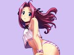  blue_eyes breasts camisole copyright_request covered_nipples crop_top crop_top_overhang highres koutaro leaning_forward long_hair medium_breasts panties pink_hair ribbon solo striped striped_panties underboob underwear wallpaper 