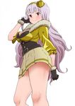  bad_id bad_pixiv_id beyond_the_nobles breasts hairband highres idolmaster idolmaster_(classic) large_breasts long_hair purple_eyes shijou_takane silver_hair solo tsuntsun_(oekaki972) yellow_hairband 