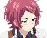  cp9a headphones headphones_around_neck looking_away minase_koito musaigen_no_phantom_world portrait red_eyes red_hair short_hair simple_background solo white_background 