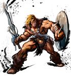  arm_guards artist_request barbarian belt blonde_hair crossover fantasy fur he-man ink male_focus manly masters_of_the_universe muscle parody redesign science_fiction shield solo street_fighter street_fighter_iv_(series) style_parody sword sword_of_power weapon 