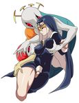  blonde_hair breast_grab double_(skullgirls) eyes_closed monster nun red_eyes skullgirls veins xugashi 