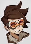  brown_hair overwatch smile solo tracer_(overwatch) 
