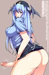  :q ass bad_id bad_pixiv_id blue_hair breasts censored cosscos!_~anatagonomi_no_cosplay_h_shite_ageru~ erection futanari hat head_wings highres hiromin large_breasts large_penis long_hair mosaic_censoring penis police police_uniform smile solo tongue tongue_out tria uniform 