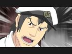  admiral_(kantai_collection) bangs brown_eyes commentary_request goma_(gomasamune) gundam gundam_age hat iwark_briar kantai_collection male_focus military military_hat military_uniform open_mouth parody peaked_cap sketch solo uniform we're_forced! 