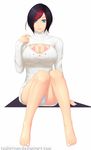  :3 :d alternate_costume animal_ears arm_support ass bare_legs barefoot black_hair blue_eyes blue_panties breasts cat_cutout cat_ears eyes_visible_through_hair fiora_laurent hair_over_one_eye large_breasts league_of_legends meme_attire multicolored_hair open-chest_sweater open_mouth panties red_hair ribbed_sweater ryu_seung short_hair smile solo sweater thighs turtleneck two-tone_hair underwear 
