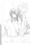  1girl absurdres food greyscale highres ice_cream monochrome school_uniform socks to_love-ru yabuki_kentarou yuuki_mikan yuuki_rito 