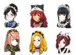  artist_request bass386 black_eyes black_hair blonde_hair blue_eyes braid collar cz2128_delta dark_skin drill_hair entoma_vasilissa_zeta eyepatch frills glasses green_eyes lupusregina_beta maid maid_headdress multiple_girls narberal_gamma overlord_(maruyama) pink_hair ponytail red_eyes red_hair ribbon scarf smile solution_epsilon twin_braids yellow_eyes yuri_alpha 