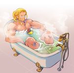  avengers:_age_of_ultron bath bathing bathtub blonde_hair blue_eyes cameo claw_foot_bathtub hair_bun male_focus nikumeron rubber_duck thor_(marvel) vision_(marvel) 