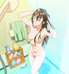  animated_gif bathing breasts brown_hair censored erogos konno_suzuka long_hair love_fetish nipples nude shower 