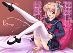  anal anal_object_insertion bed black_shoes condom copyright_request crossdressing cum face mary_janes masturbation orgasm panties penis pillow rakkyo red_bow red_eyes school_uniform serafuku short_hair skirt smile solo striped_panties thighhighs translation_request trap vibrator white_legwear zettai_ryouiki 