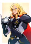  armor blonde_hair blue_eyes disk_wars:_avengers helmet holding holding_helmet male_focus marvel nikumeron solo superhero thor_(marvel) 
