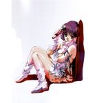  80s boots choujikuu_yousai_macross gloves hands highres legs lips long_hair looking_at_viewer lynn_minmay macross macross:_do_you_remember_love? microphone mikimoto_haruhiko oldschool simple_background sitting skirt smile solo white_background 