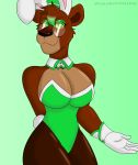  2019 absurd_res anthro breasts bunny_costume clothed clothing costume digital_media_(artwork) eyewear fake_ears fake_rabbit_ears felid female glasses gloves hat hi_res holidays invalid_tag klr-rio lion looking_at_viewer mammal pantherine rina_(klr-rio) simple_background smile solo st._patrick&#039;s_day 