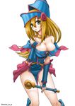  blonde_hair breasts cleavage dark_magician_girl downblouse duel_monster green_eyes high_res highres large_breasts long_hair looking_at_viewer pentacle smile solo staff underwear yu-gi-oh! yuu-gi-ou_duel_monsters 