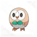  beak bird black_eyes full_body gen_7_pokemon lowres no_humans official_art owl pokemon pokemon_(creature) rowlet simple_background standing white_background 