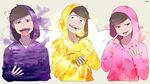  alternate_costume alternate_eye_color artist_name bad_id bad_twitter_id bangs black_hair brothers electricity eyebrows eyebrows_visible_through_hair heart heart_in_mouth heart_print highres hood hoodie light_bulb long_sleeves looking_at_viewer male_focus matsuno_ichimatsu matsuno_juushimatsu matsuno_todomatsu mery_(apfl0515) mouth_hold multiple_boys nail_polish osomatsu-kun osomatsu-san pink_eyes pink_nails pinky_out purple_eyes purple_nails shade sharp_teeth siblings sleeves_past_wrists smoke spread_fingers teeth teeth_hold tongue tongue_out upper_body wallpaper yellow_eyes yellow_nails 