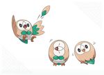  beak bird black_eyes feathers full_body gen_7_pokemon head_tilt no_humans official_art owl pokemon pokemon_(creature) rowlet simple_background standing white_background 