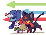  ^_^ beak bird blush_stickers closed_eyes closed_mouth directional_arrow full_body gen_7_pokemon i3_(17sanjyou) litten no_humans owl pokemon pokemon_(creature) popplio red_eyes rowlet yellow_sclera 