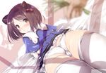  :o ass bad_id bad_pixiv_id bangs brown_hair cameltoe capelet draph granblue_fantasy hair_bobbles hair_ornament hairband horns looking_at_viewer looking_back lying noto_kurumi on_stomach panties solo swept_bangs thighhighs twitter_username underwear white_legwear white_panties yaia_(granblue_fantasy) yellow_eyes 