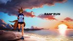  :d alternate_costume animal_ears beach bike_shorts blonde_hair blue_eyes blue_footwear chromatic_aberration clenched_hands cloud cloudy_sky commentary_request contemporary footprints fox_ears fox_tail full_body jacket kinketsu kyuubi long_sleeves multiple_girls multiple_tails no_hat no_headwear open_mouth pun running shoes short_hair sky smile sneakers solo_focus sunset tail touhou track_jacket yakumo_ran yakumo_yukari yin_yang 