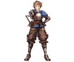  blonde_hair fighter_(granblue_fantasy) full_body gran_(granblue_fantasy) granblue_fantasy grin lowres male_focus minaba_hideo official_art smile solo transparent_background v 
