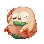  bird gen_7_pokemon huiro no_humans one_eye_closed owl pokemon pokemon_(creature) rowlet sleepy solo white_background 