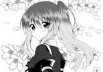  alternate_hairstyle flower gradient_hair greyscale hijiri_byakuren monochrome multicolored_hair ougi_(ihayasaka) solo touhou 