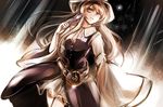  blonde_hair dress dutch_angle fan hat jan_(lightdragoon) layered_dress long_hair night open_mouth smile solo star_(sky) sun_hat touhou very_long_hair watatsuki_no_toyohime wavy_hair wide_sleeves yellow_eyes 