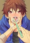  high_speed! kirishima_natsuya male_focus memeo_(candy_house) red_eyes tooth_brush 