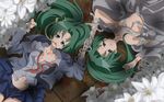  bandage flowers higurashi_no_naku_koro_ni sonozaki_mion sonozaki_shion twins 