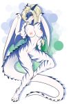  anthro blush breasts dragon female hiddenwolf horn looking_at_viewer nipples nude pussy smile solo wide_hips wings 