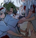  futa_with_female futanari gmgt_(gggggg3) group_sex hair_ribbon hairband japanese_clothes kantai_collection long_hair multiple_girls multiple_persona penis remodel_(kantai_collection) ribbon sex shoukaku_(kantai_collection) side_ponytail skirt twintails zuikaku_(kantai_collection) 