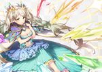  breast_hold breasts cleavage crystal de_la_fille dress gem granblue_fantasy green_eyes green_hair heart_cutout image_sample jewelry long_hair navel navel_cutout pixiv_sample ring shiyun smile solo twintails very_long_hair 