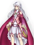  bare_shoulders bridal_gauntlets circlet detached_sleeves dress elbow_gloves fire_emblem fire_emblem:_akatsuki_no_megami gloves hair_tubes half_updo jewelry long_hair long_sleeves micaiah purutoppu_(toranohige) silver_hair skirt sleeveless sleeveless_dress solo white_hair white_skirt yellow_eyes 