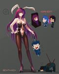  2boys anger_vein animal_ears breasts bunny_ears bunny_girl bunny_tail bunnysuit detached_collar dress fate/grand_order fate/stay_night fate/zero fate_(series) gae_bolg high_heels highres lancer lancer_(fate/zero) long_hair medium_breasts multiple_boys navel pantyhose purple_hair red_eyes scathach_(fate)_(all) scathach_(fate/grand_order) spoken_anger_vein tail ushas very_long_hair wrist_cuffs 