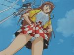  90s angry animated animated_gif blue_sky breasts brown_hair cameltoe cloud from_below hair_ribbon hinomori_azusa long_hair looking_at_viewer outdoors panties pantyshot pia_carrot_(series) pia_carrot_e_youkoso!!_2 plaid plaid_skirt ribbon shoe_soles shoes skirt sky stomping underwear upskirt 