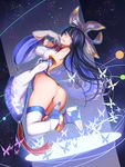  ass black_hair blue_eyes breasts bug butterfly covered_nipples high_heels highres insect large_breasts long_hair navel nie_xiaoqian sangai_senki solo thighhighs white_legwear xiaoshou_xiansheng 