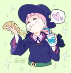  artist_request eating fat food hat heart little_witch_academia pizza solo 