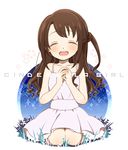  ^_^ bebe_0620 brown_hair closed_eyes dress idolmaster idolmaster_cinderella_girls long_hair one_side_up shimamura_uzuki smile solo 