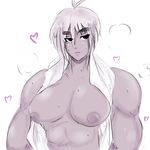  1girl breasts copyright_request female muscle nipples solo sweat white_background yellow_kirby 