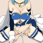  blue_hair blue_skirt bow bow_panties breasts cape cleavage closed_mouth covered_nipples highleg highleg_panties large_breasts lifted_by_self looking_at_viewer lowres mahou_shoujo_madoka_magica miki_sayaka panties pleated_skirt pussy_peek shinama shiny shiny_skin side-tie_panties skirt skirt_lift smile solo_focus spread_legs suggestive_fluid thighhighs underwear upskirt white_legwear white_panties 