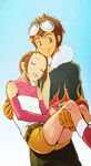  1girl digimon digimon_adventure_02 goggles_on_head hetero motomiya_daisuke princess_carry sleeping yagami_hikari 