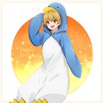  blonde_hair free! hazuki_nagisa male_focus penguin_costume pink_eyes 